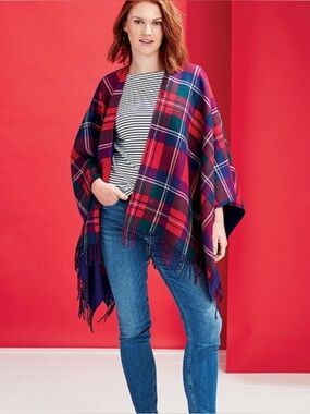 Vineyard Vines Tartan Merry Plaid Fringe Wrap